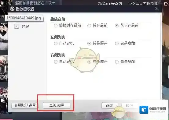 百度影音选项