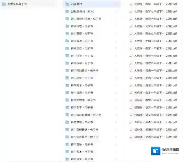 初中全科电子书 《电子课本》合集（2025新） 包含多教版 pdf网盘
